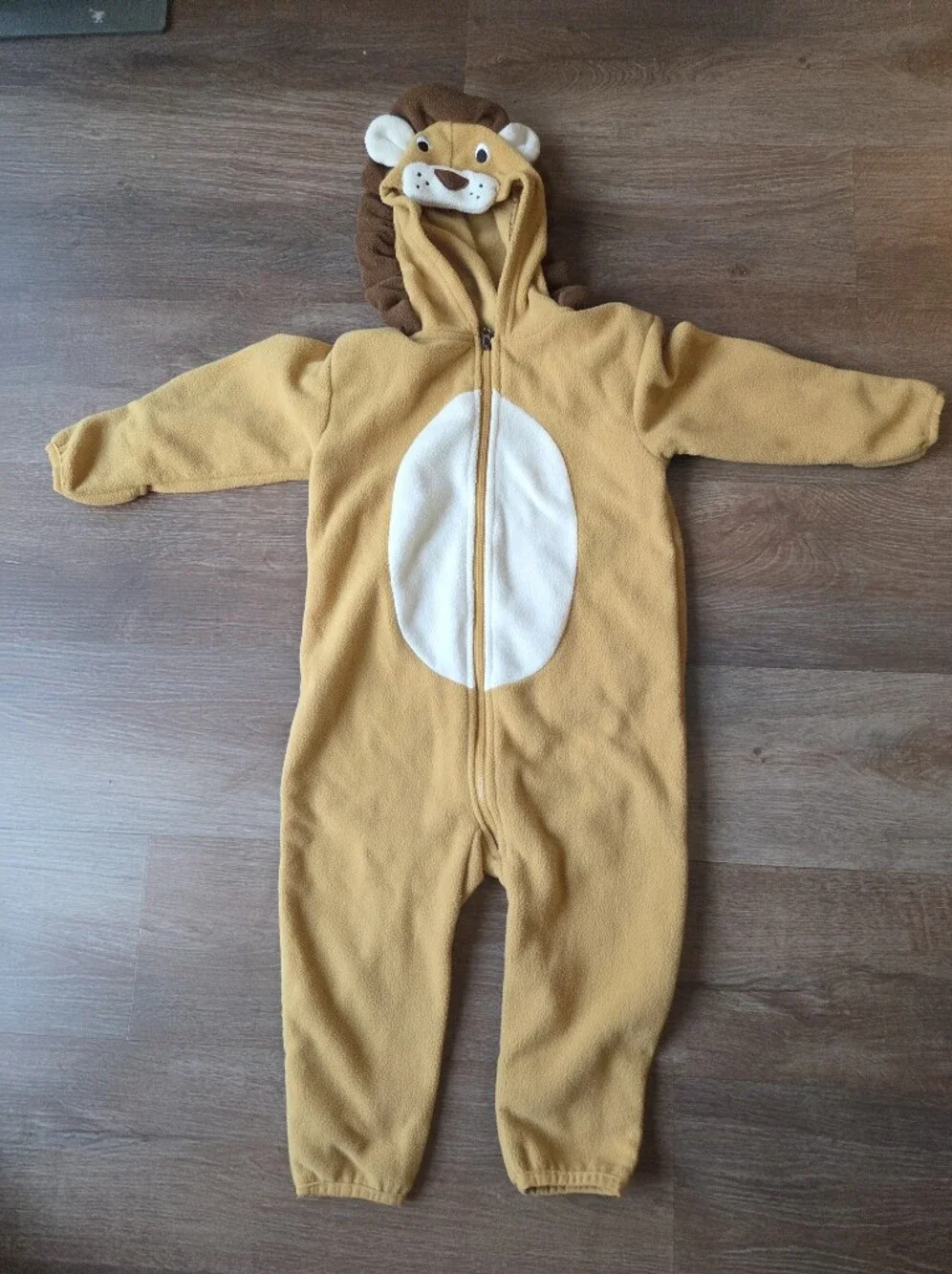 Cuddle Club Toddler Onesie Lion Zip up Fleece Hooded Halloween Costume, size 2t